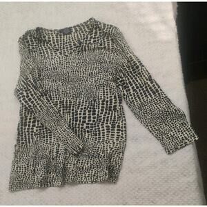 L.R Silk Leopard Animal Print Women's Medium Top Longsleeve Shirt Earthenware